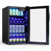 Costway - 120 Can Beverage Refrigerator Beer Wine Soda Drink Cooler Mini Fridge - Black - Front_Zoom