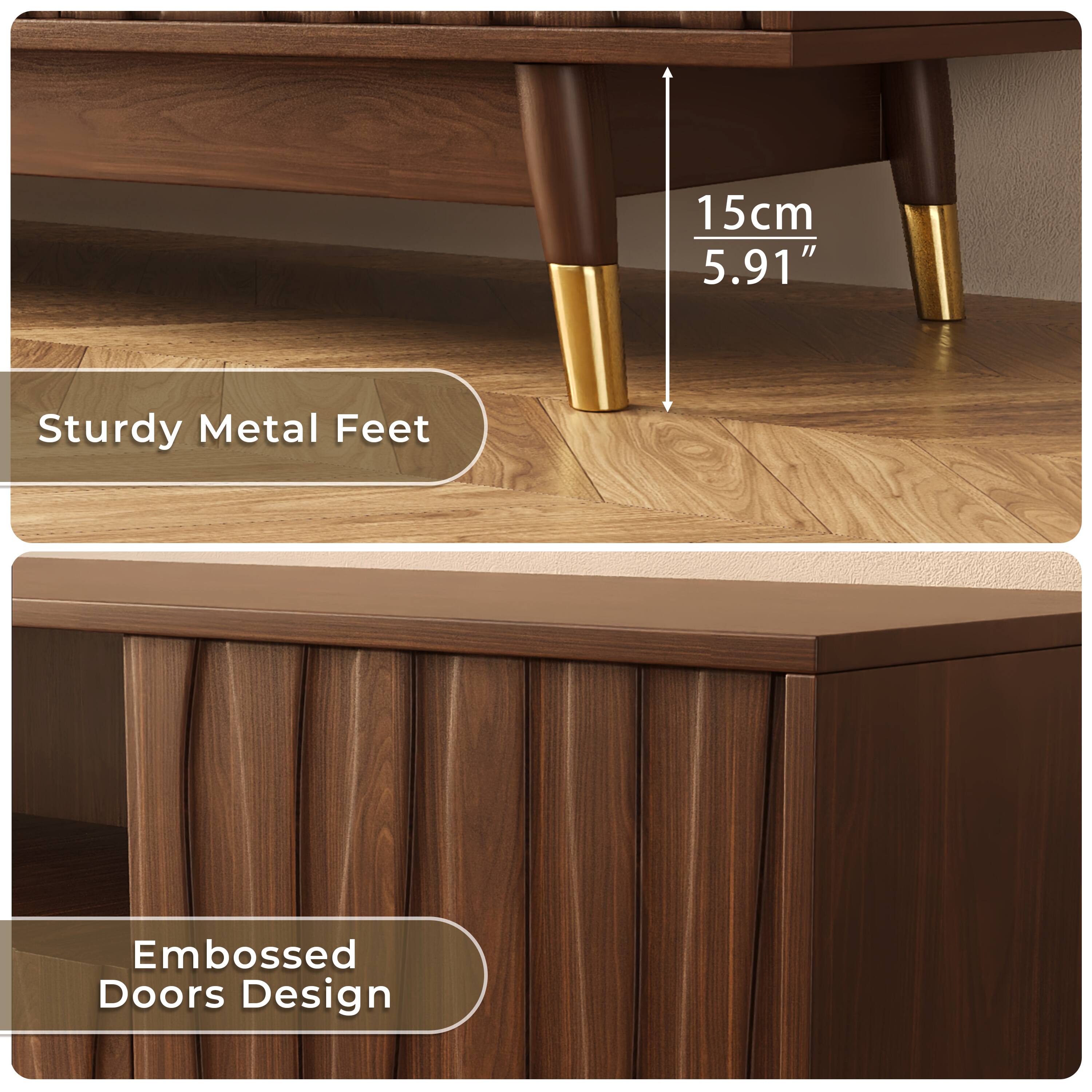 15cm (5.91") Sturdy Metal Feet  
Embossed Doors Design