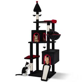 Gymax - 75'' Gothic Cat Tree w/ 2 Condos Top Perch Sisal Scratching Posts & Ramp