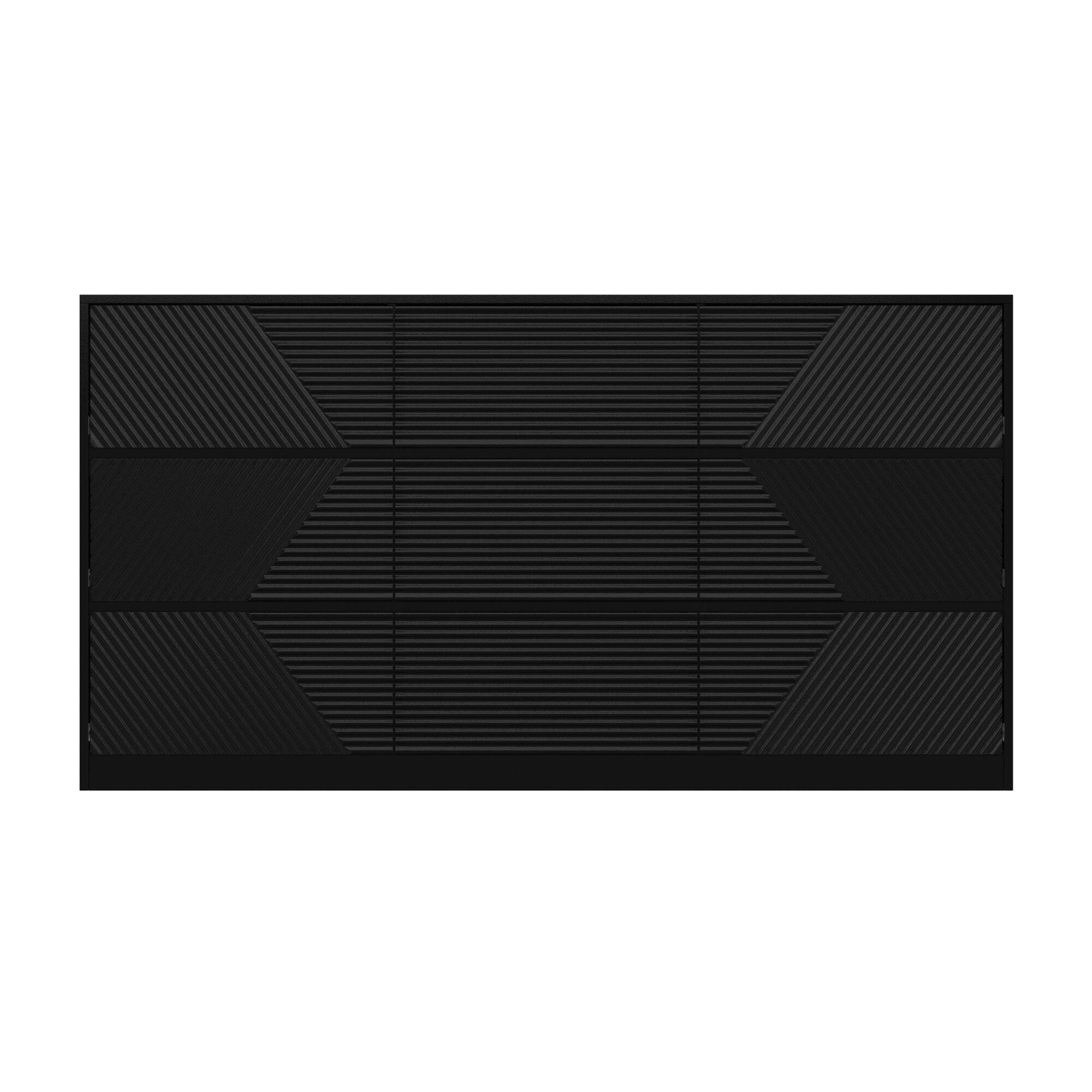 Front. Famapy - Famapy Textured 9 Drawers Dresser: Geometric Design & Anti - Tip Safety - Black.