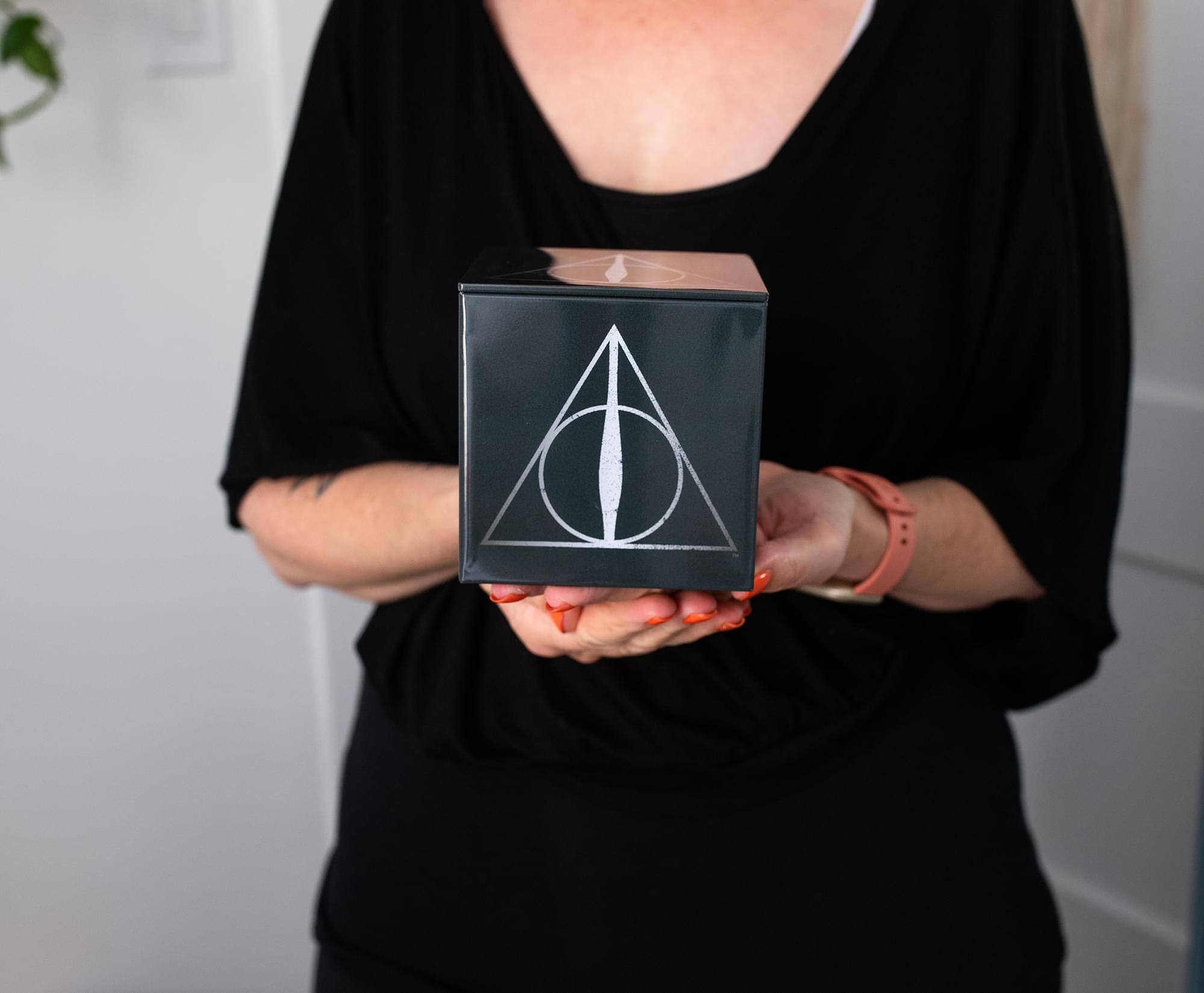 Alt View 4. Ukonic - Harry Potter Deathly Hallows Tin Storage Box Cube Organizer with Lid | 4 Inches - Black.