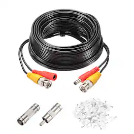 Unique Bargains - BNC Video Power Cable, 1 Set, All-in-One CCTV Camera Extension Cord - Black