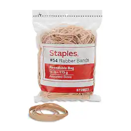 Staples - Economy #54 Rubber Bands, Assorted Sizes, 300/Pack - Beige