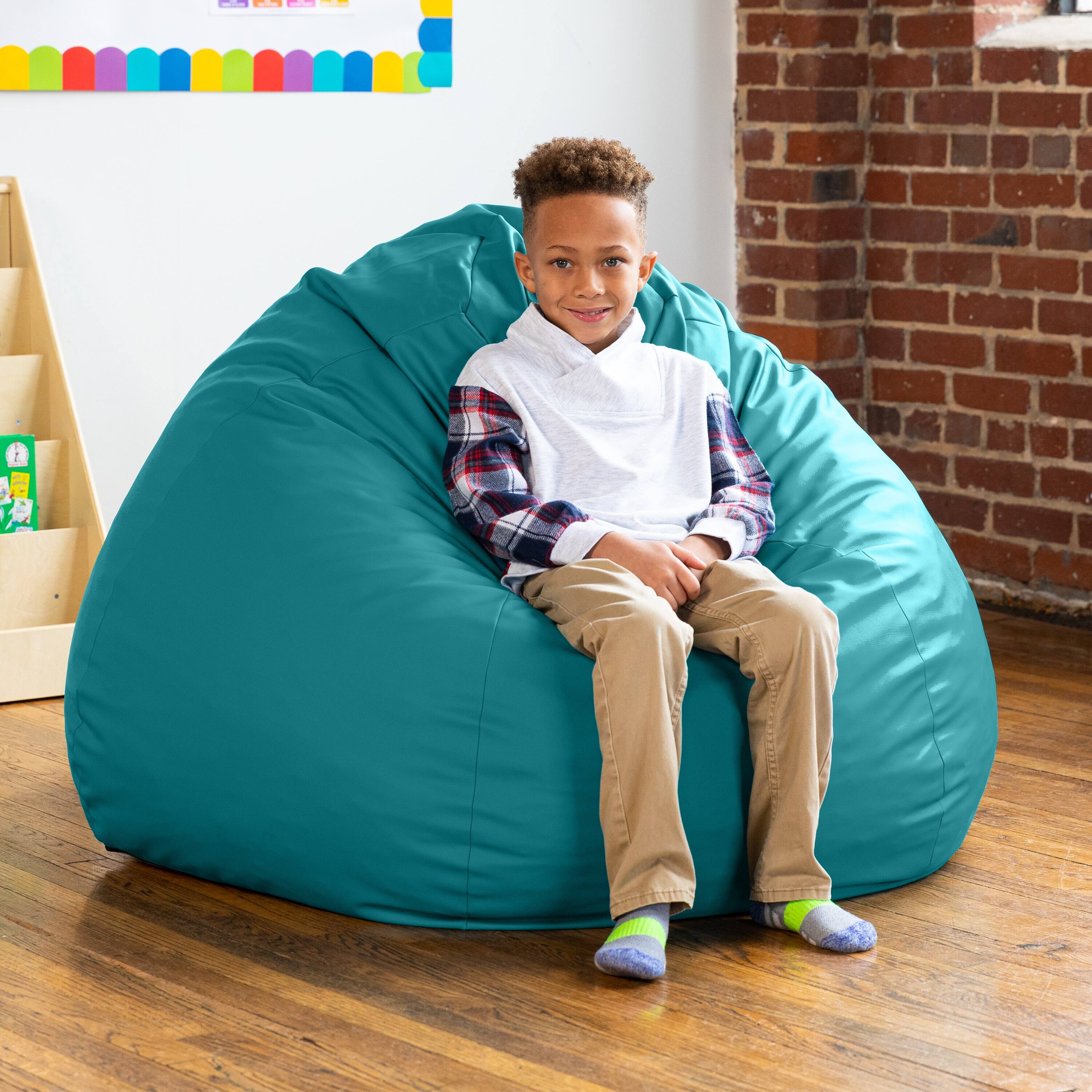 Alt View 1. Jaxx - Jaxx Gumdrop Commercial Grade Bean Bag for Educational Environments, Large Size - Premium Vinyl - Turquoise - Turquoise.
