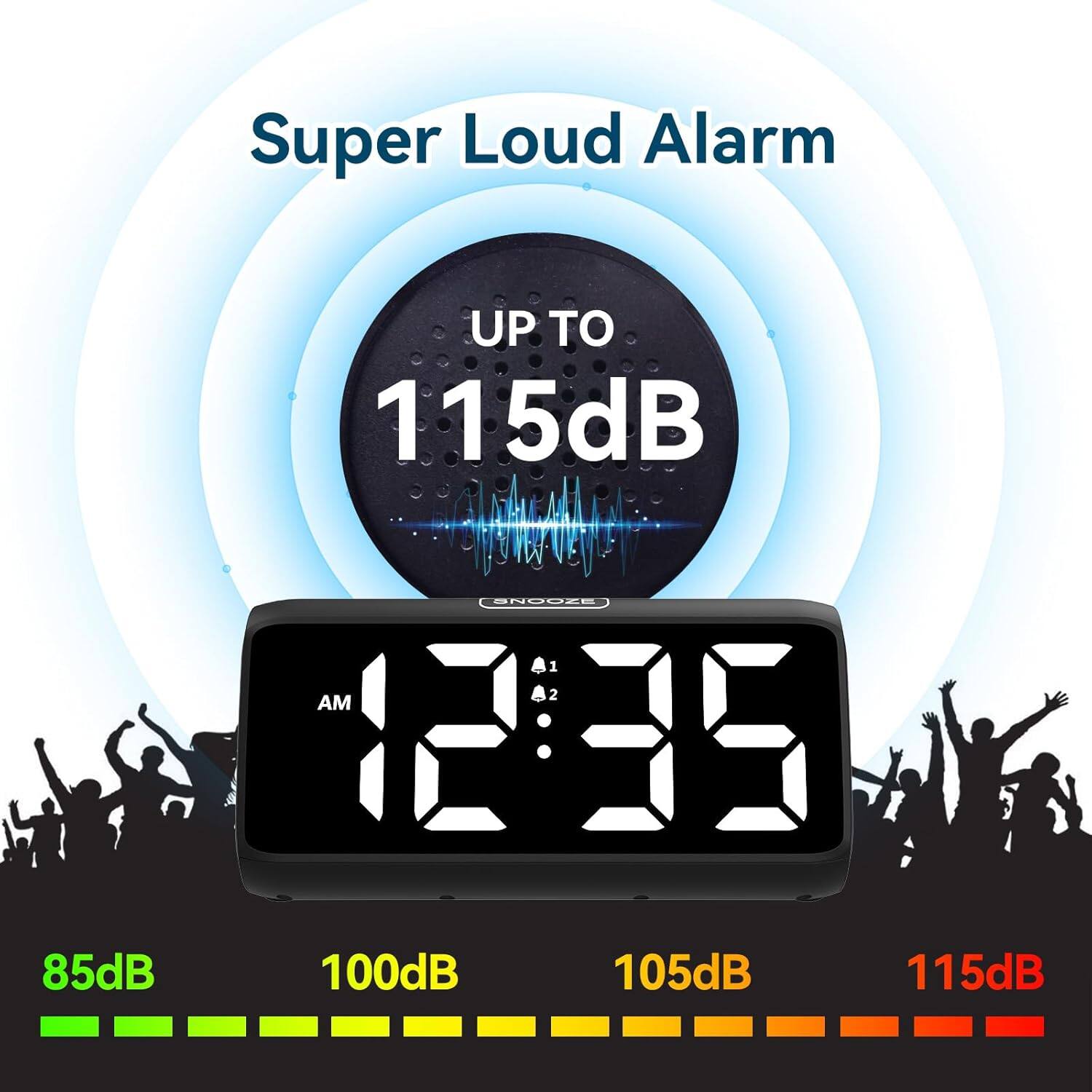 Super Loud Alarm UP TO 115dB

12:35 AM

85dB 100dB 105dB 115dB