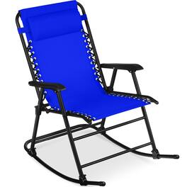 Best Choice Products - Folding Outdoor Zero Gravity Rocking Lounge Chair w/ Headrest Pillow - Cobalt Blue