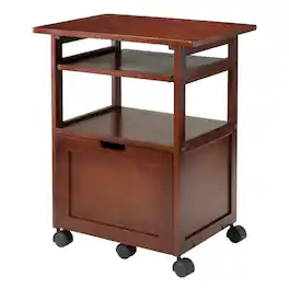 BisonOffice - Work Cart with Keyboard Shelf and Transitional Style - Walnut