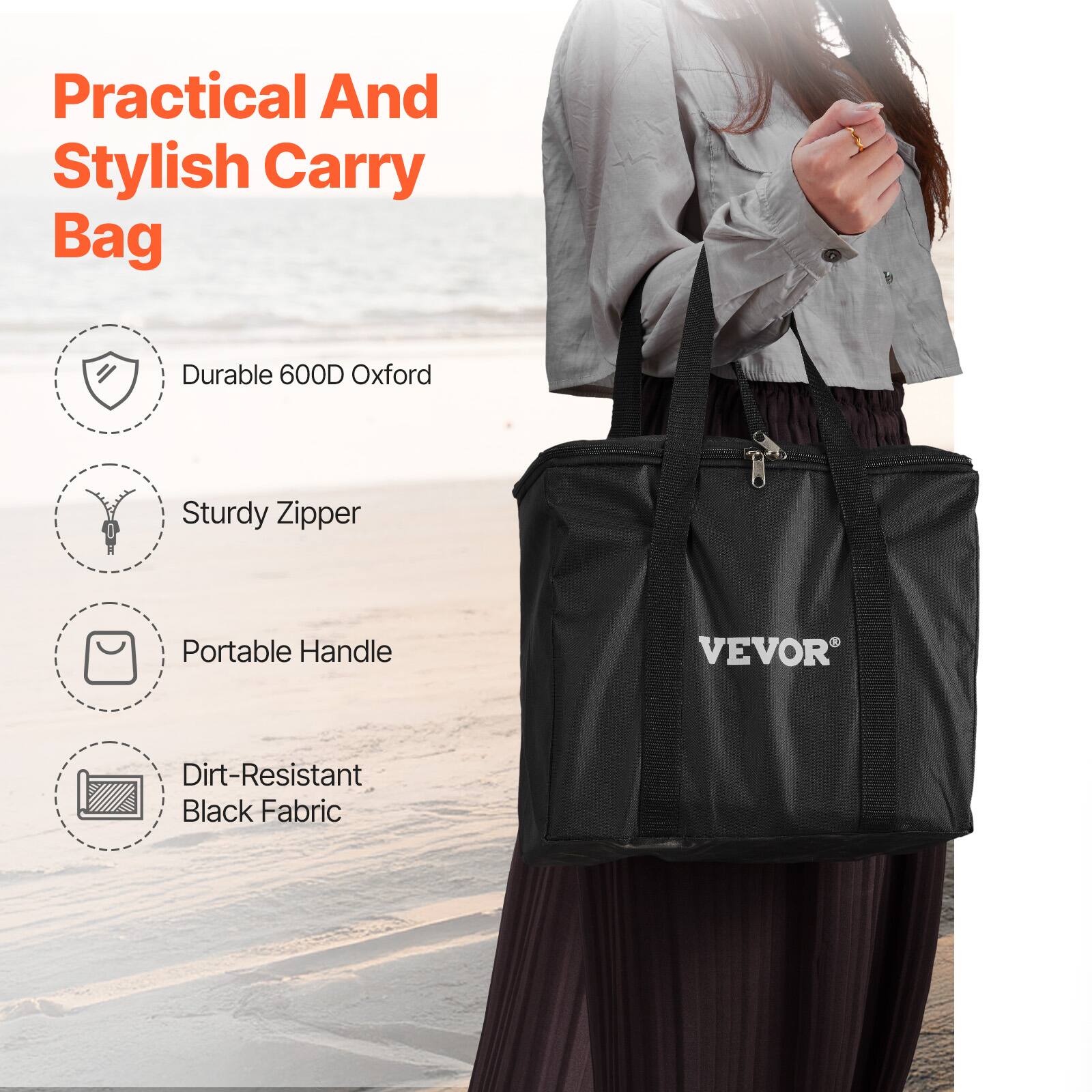 Practical And Stylish Carry Bag

- Durable 600D Oxford
- Sturdy Zipper
- Portable Handle
- Dirt-Resistant Black Fabric

VEVOR