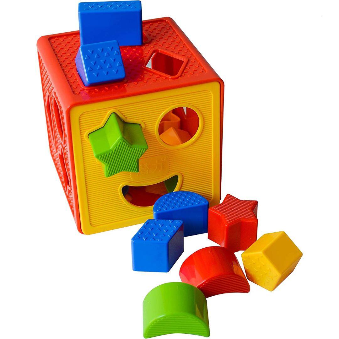 Back. Play22 - Baby Shape Sorter Toy Blocks - Childrens Blocks Includes 18 Shapes - Color Recognition Shape Toys with Sorter Cube Box.