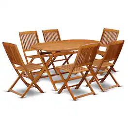 East West Furniture - Wooden Patio Set Natural Oil - Brown