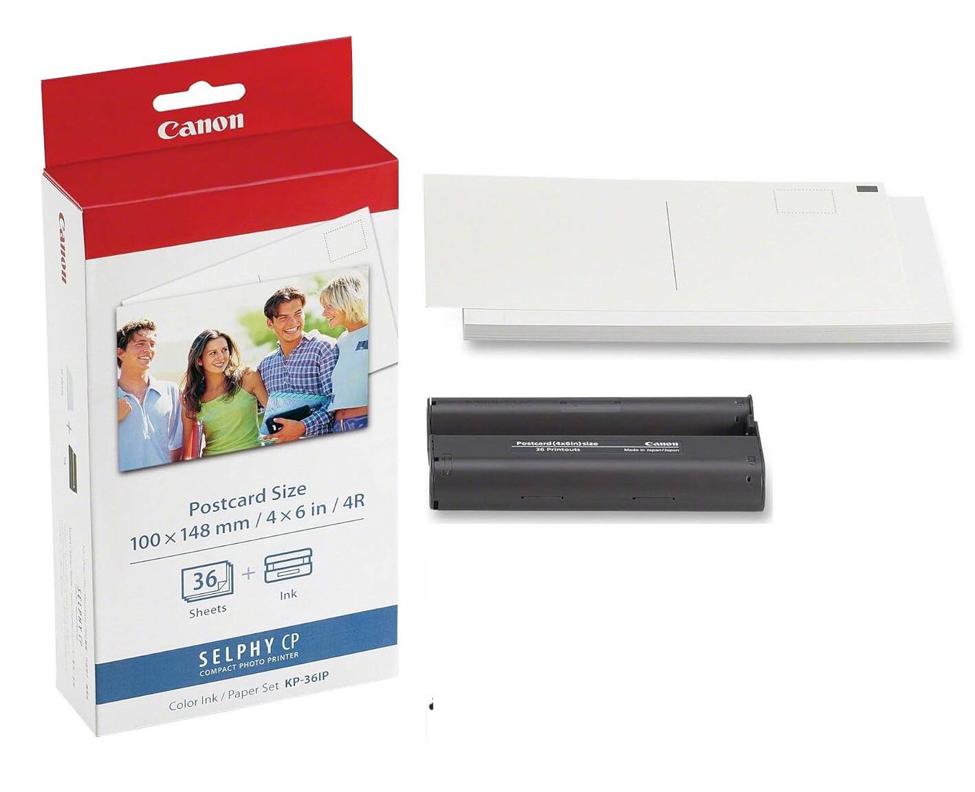 Canon SELPHY CP Compact Photo Printer Compact Set K-36IP Ink / Paper Color

Postcard Size 4R
100 x 148 mm / 4 x 6 in

36 Sheets + Ink