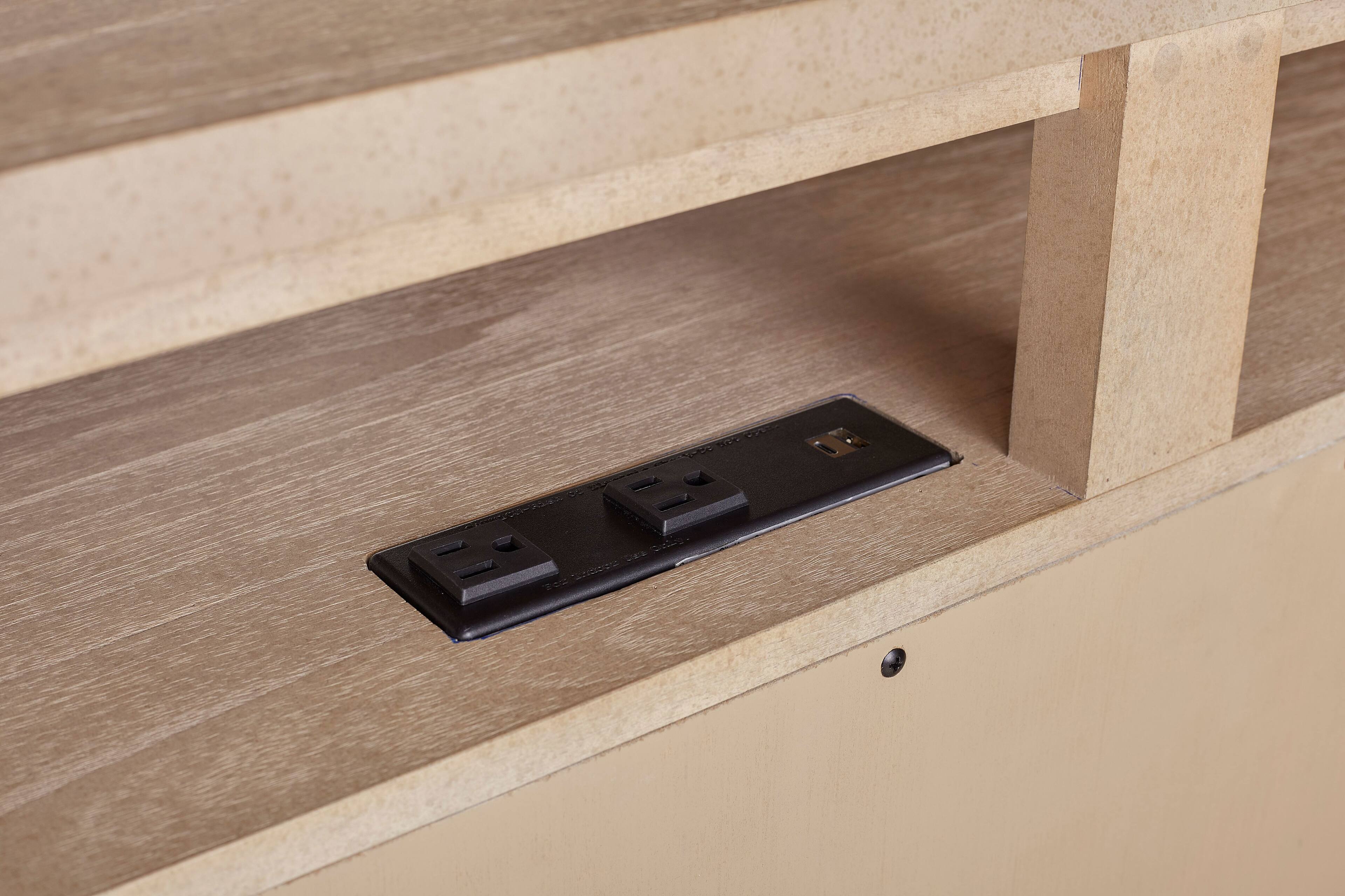 Alt View 1. Spaco - Spaco 72" Entertainment Center, TV Stand with Power Outlets, 4 Storage Cabinets, Transitional Sand Color for Living Room - Sand.