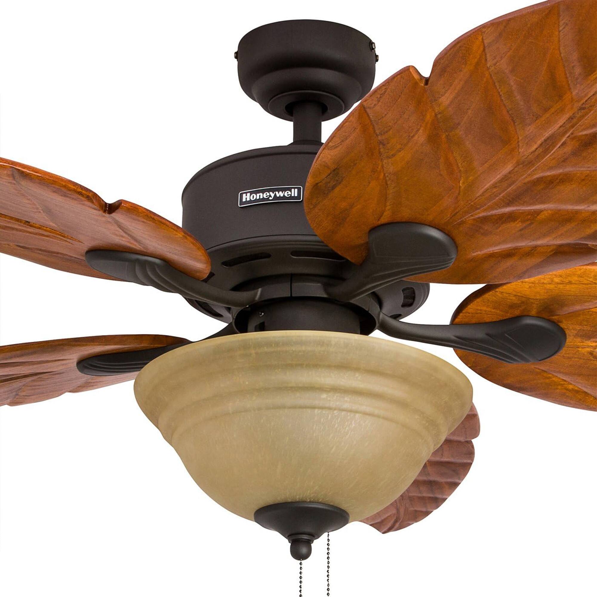 Alt View 5. Honeywell - Honeywell Sabal Palm 52-Inch Tropical Ceiling Fan with Light, 5 Blades, Bronze - Bronze.