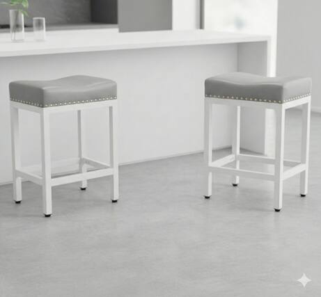 Front. AOITUN - Bar Stools Set 2, 24 Inch - Perfect for Daily Use in Kitchen or Bar - Enhance Comfort and Style with Durable Design - Gray.