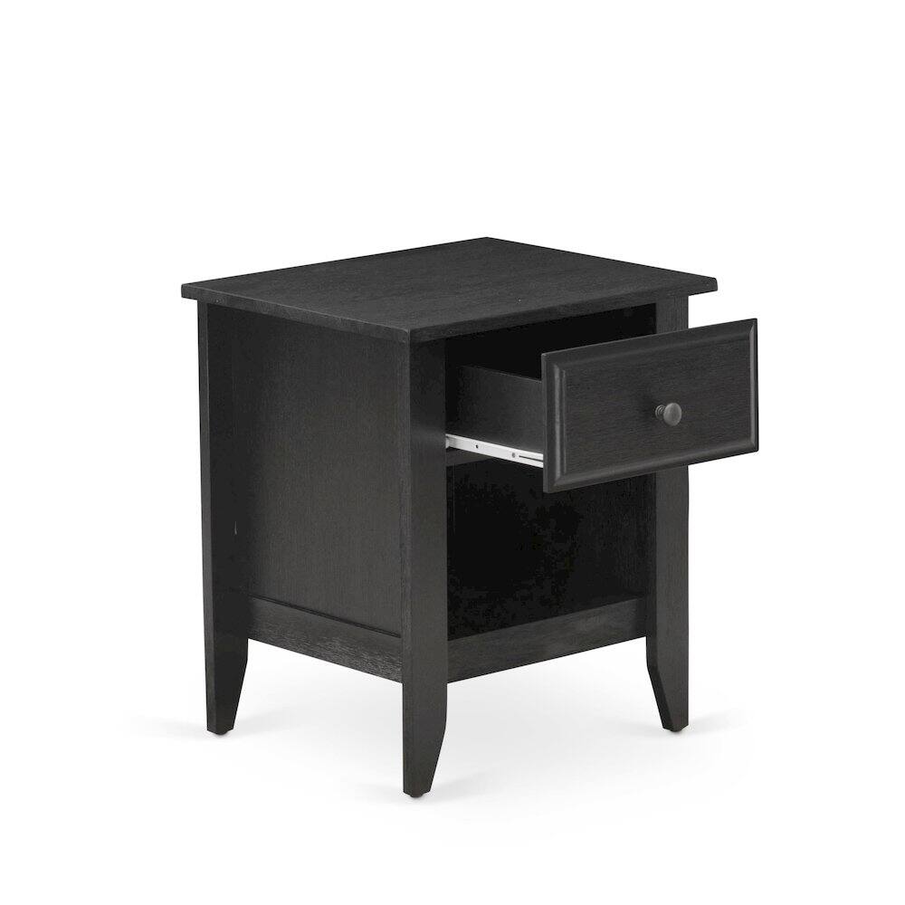 Left. East West Furniture - East West Furniture GA-06-ET Modern Nightstand Bedroom with 1 Wooden Drawer, Stable and Sturdy Constructed - Wire - Wire Brushed Black.