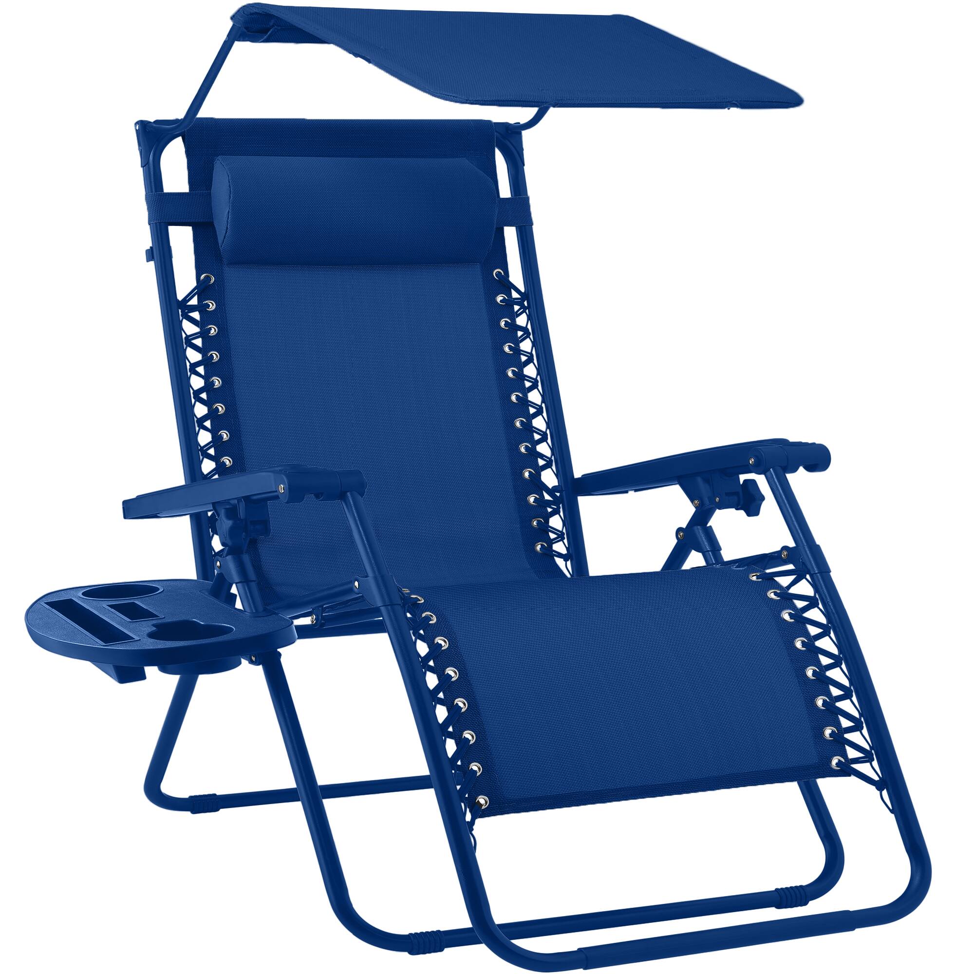 Front. Best Choice Products - Best Choice Products Folding Zero Gravity Recliner Patio Lounge Chair w/ Canopy Shade, Headrest, Tray - Marine - Marine.