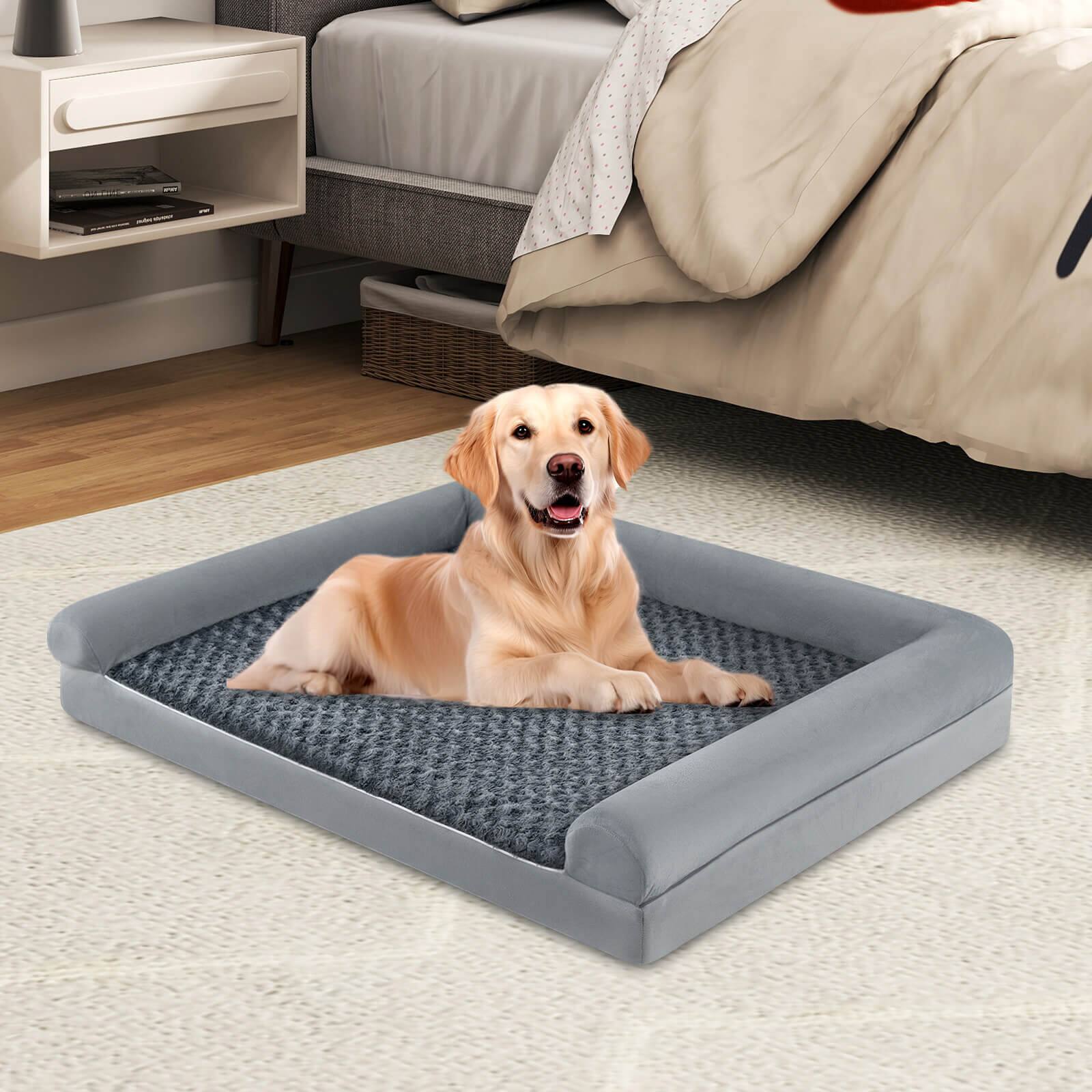 Alt View 1. Costway - Costway L Sized Large Pet Bed with Orthopedic Egg Crate Foam Removable Washable Cover - Gray.