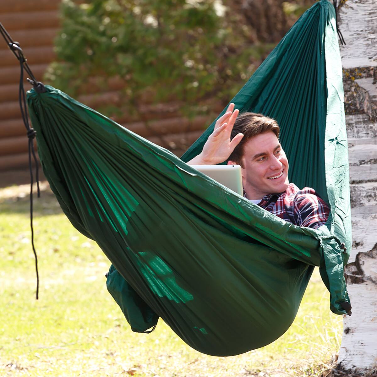 Alt View 2. Coghlan’s - Coghlan's Single Parachute Hammock - Green.
