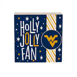 Evergreen Enterprises - West Virginia Mountaineers 6" Holiday Wood Plock Shelf Sign - Multicolor