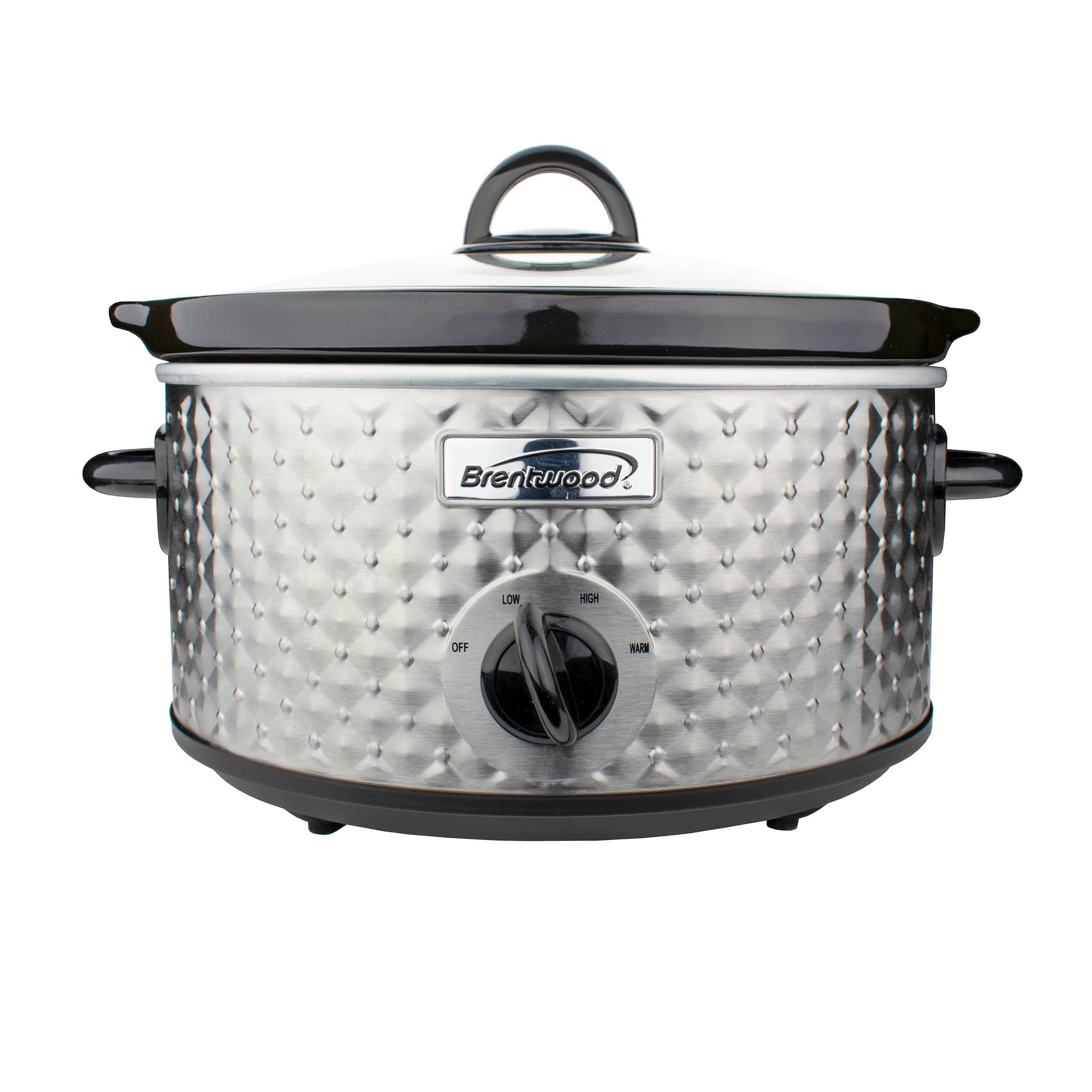 Brentwood - 3.5 Quart Diamond Pattern Slow Cooker in Stainless Steel - Silver