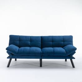 GOODSILO - Convertible Folding Sofa Bed with Adjustable Armrests and Backrest for Small Spaces - Navy Blue