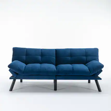 Front. GOODSILO - Convertible Folding Sofa Bed with Adjustable Armrests and Backrest for Small Spaces - Navy Blue.
