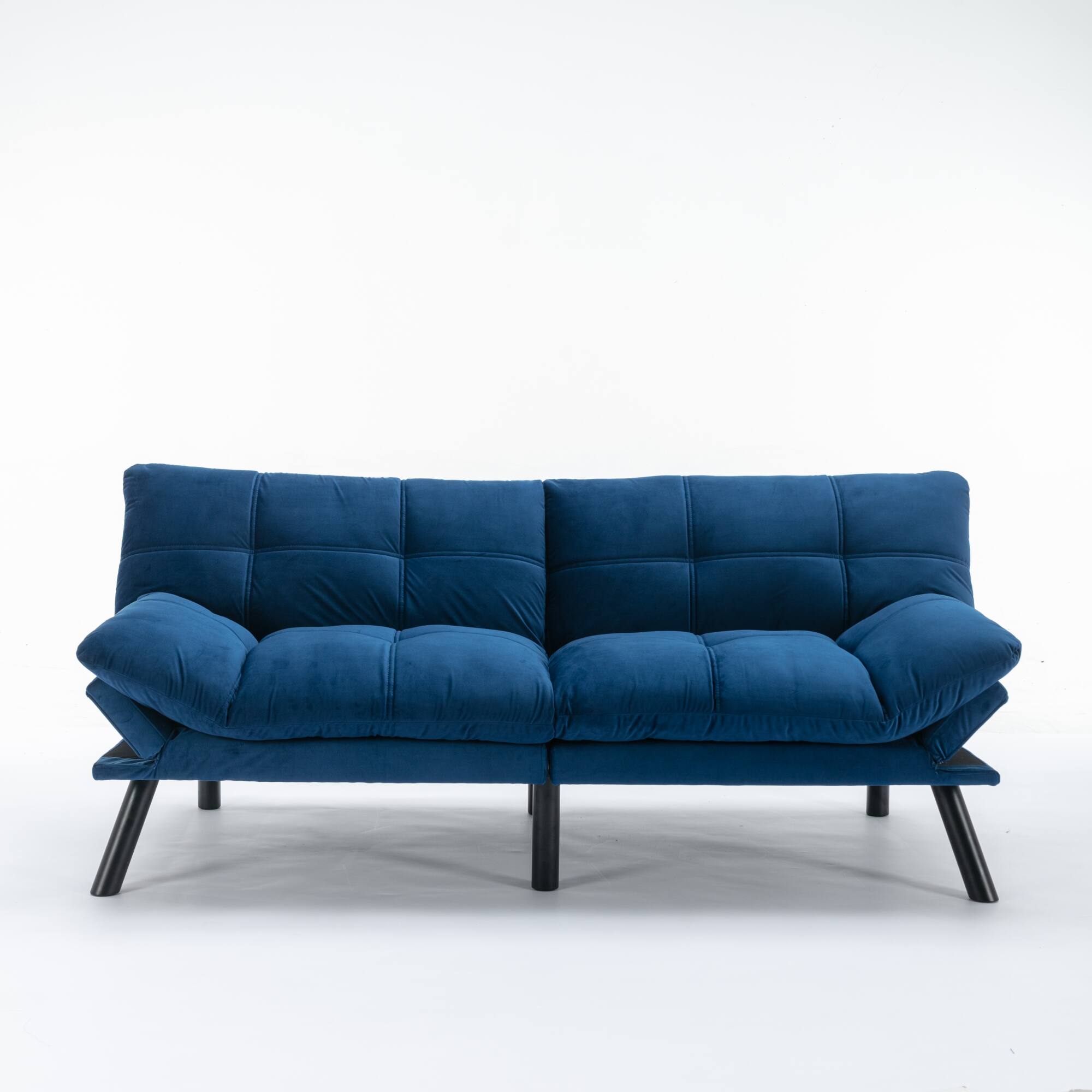 Front. GOODSILO - Convertible Folding Sofa Bed with Adjustable Armrests and Backrest for Small Spaces - Navy Blue.