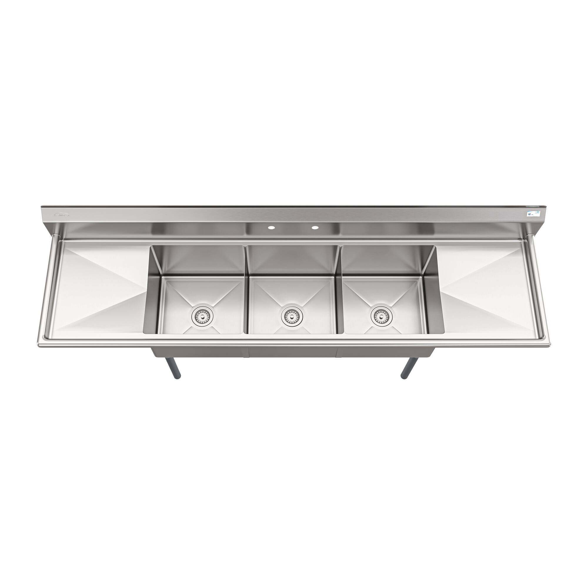 Alt View 2. Koolmore - 90 in. Three Compartment  Sink Bowl Size 18x18x14 18-Gauge Stainless-Steel with 2 Drainboards - Stainless Steel.