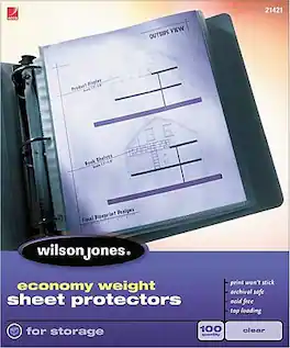 Wilson Jones - Top-Loading Sheet Protectors, Economy Weight, 8-1/2" x 11", 2 mil, 50/Box - Clear