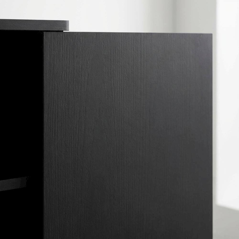 Alt View 4. FurniFact - Wooden TV Stand with Storage Cabinet and Tall Design in Blackwood/Black - Black.