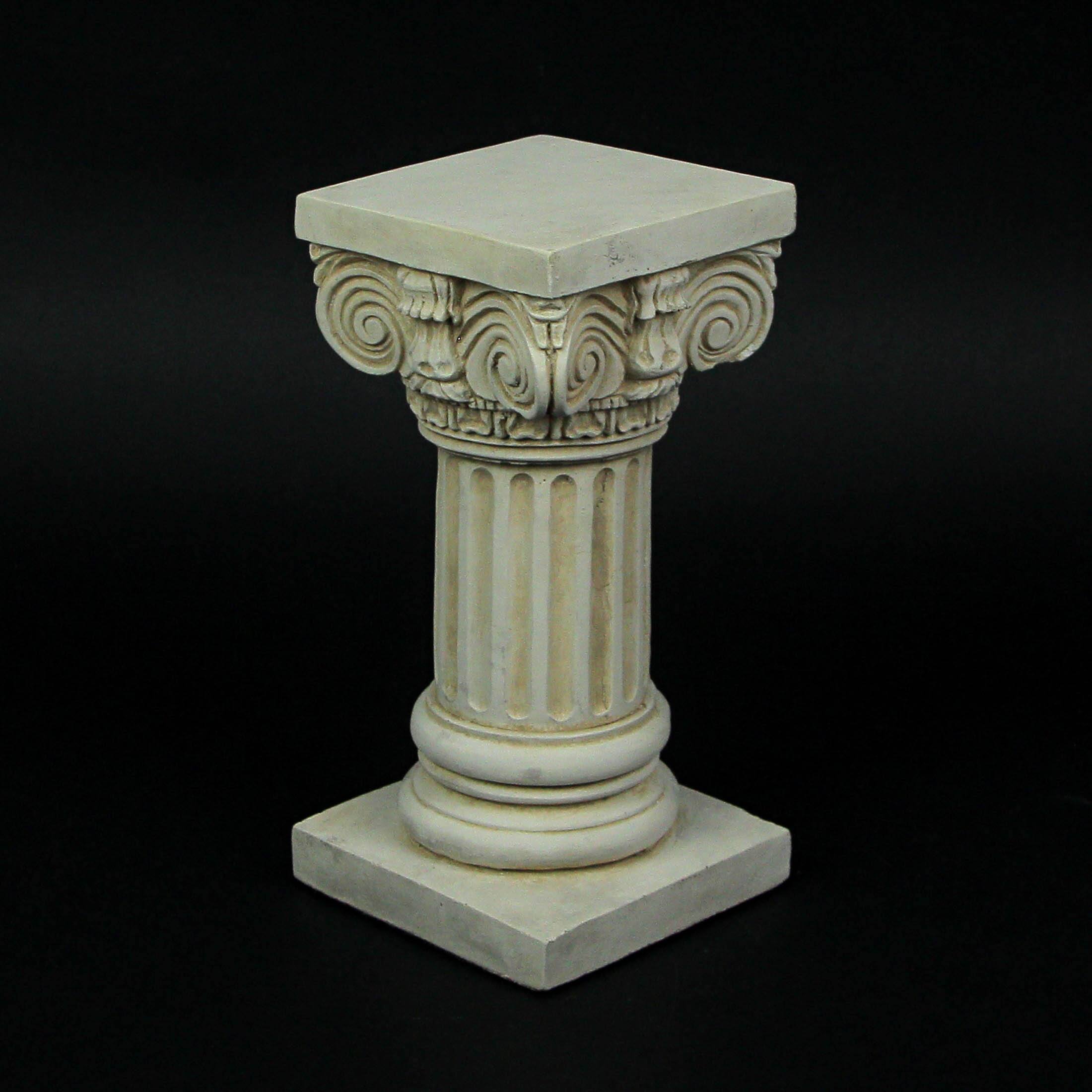Alt View 3. Things2Die4 - Antique White Solid Concrete Roman Ionic Column Pillar Mini Statue Pedestal 8.25 Inches High - Off-white.