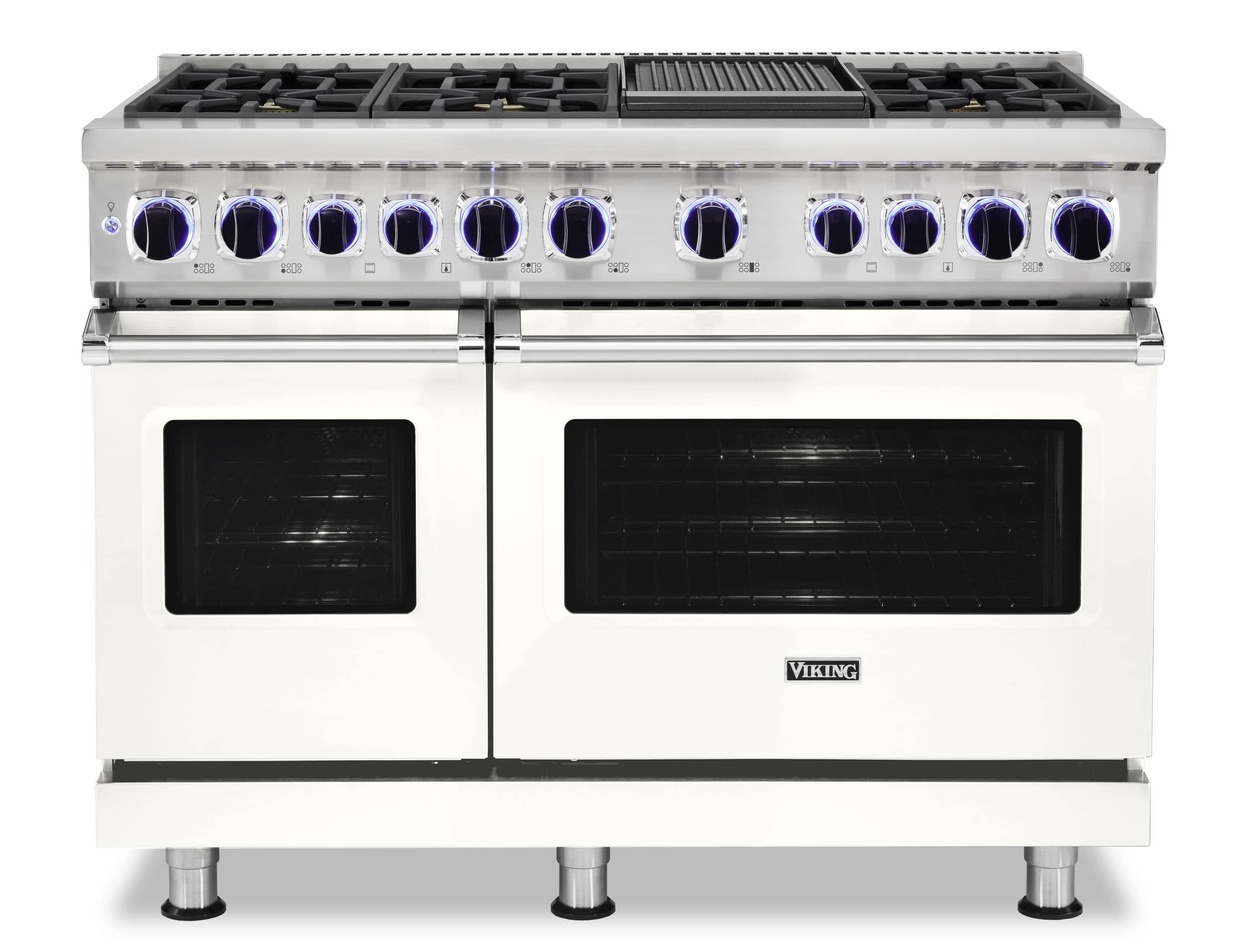 Viking - 48"W./24"D. Dual Fuel Sealed Burner Range-6 Burners/Griddle - Pure White