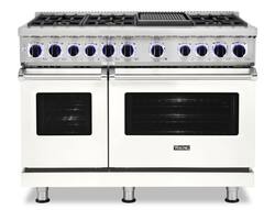 Viking - 48"W./24"D. Dual Fuel Sealed Burner Range-6 Burners/Griddle - Pure White - Front_Zoom