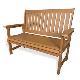 Fortune Candy - Poly Lumber Outdoor Bench, HIPS All-Weather, Never Rot or Fade, 700 lb Capacity Patio Garden Bench (44 Inch Brown) - Brown,