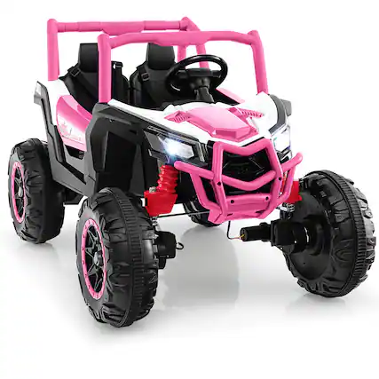 Front. Gymax - Gymax 24V Kids Ride on UTV w/ 4 x 100W Powerful Engine Remote Control High/Low Speed Pink - Pink, Black.