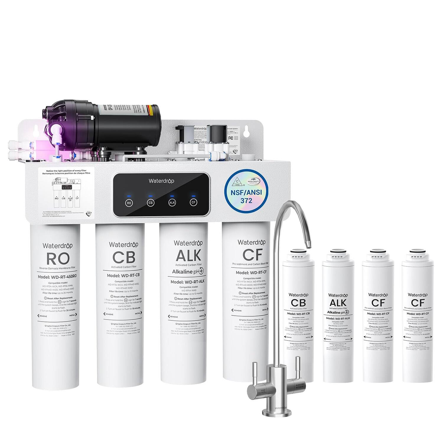 Waterdrop - WD-T4-A Alkaline pH+ RO System with Extra Filter Set, NSF/ANSI 372 Certified, 10-Stage, 450GPD, Tankless, 2:1 - White price history on PriceWatchPro