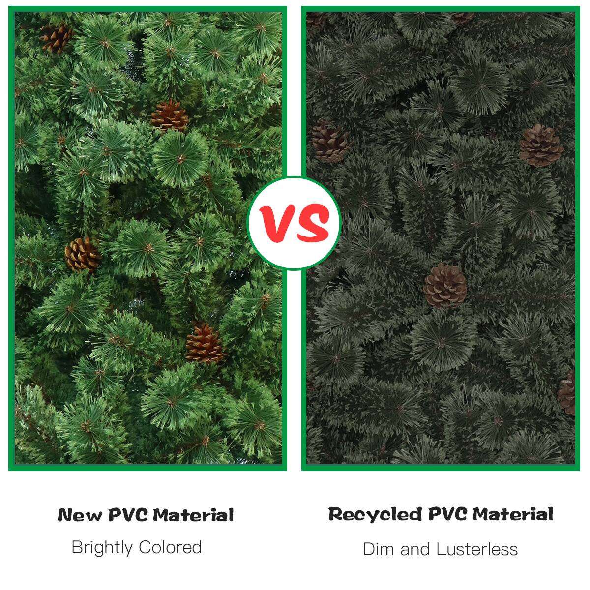 New PVC Material  
Brightly Colored  

VS  

Recycled PVC Material  
Dim and Lusterless