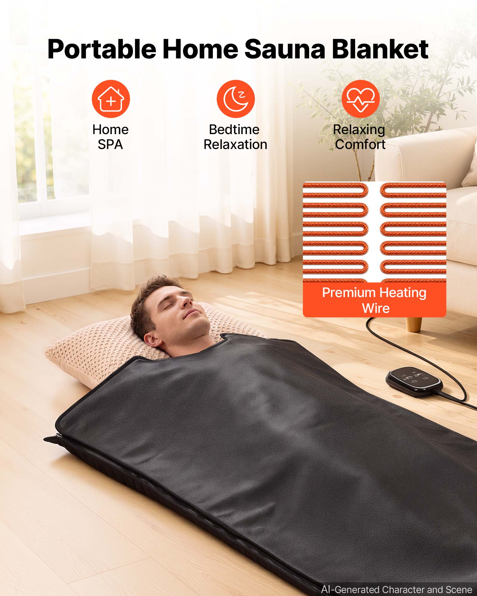 Portable Home Sauna Blanket

- Home SPA
- Bedtime Relaxation
- Relaxing Comfort
- Premium Heating Wire

AI-Generated Character and Scene
