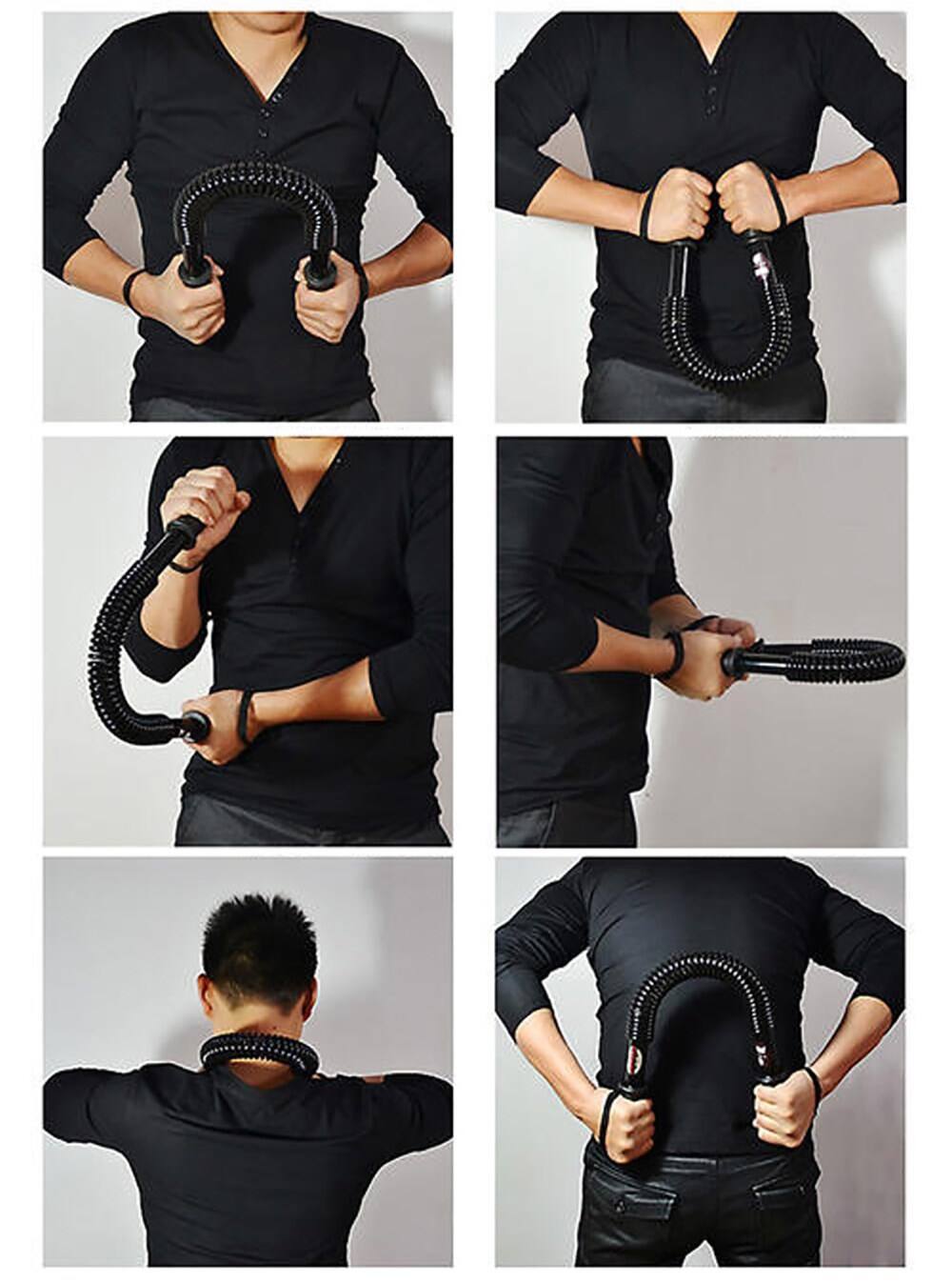 Alt View 5. Topteng - Heavy Duty Power Twister Bar - Spring Chest & Arm Trainer, Upper Body Strength Exercise with Non-Slip Grip, for Home Gym - Black.