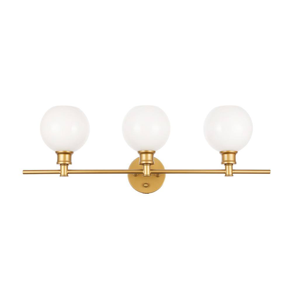 Alt View 9. Living District - Collier 3 light Brass and Frosted white glass Wall sconce - Brass And Frosted White Glass.