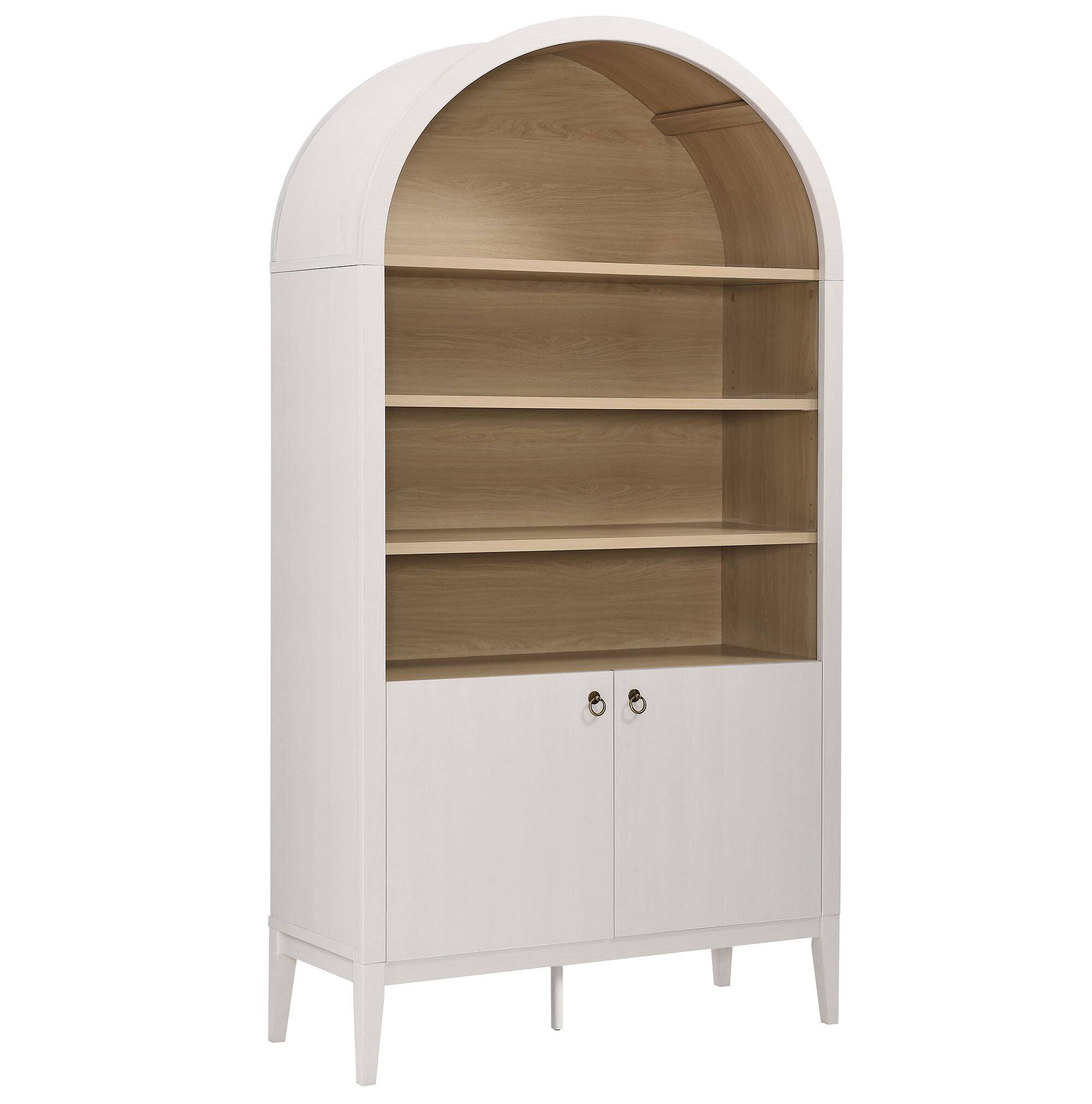 Angle. Modway - Nolan 74" Tall Wide Arched Storage Display Cabinet Bookshelf by Modway - Ivory Oak.