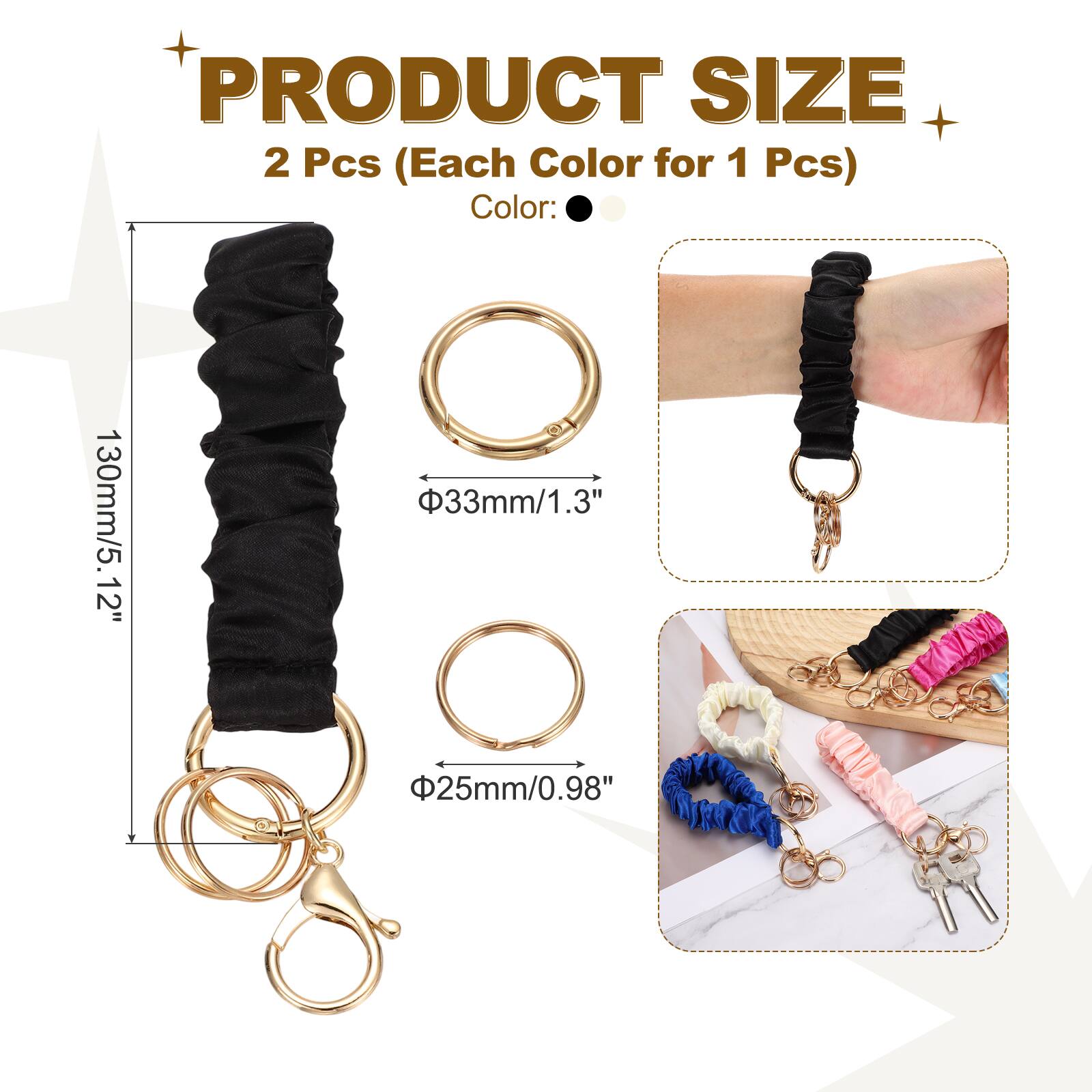 PRODUCT SIZE  
2 Pcs (Each Color for 1 Pcs)  
Color:  
- 130mm/5.12"  
- 33mm/1.3"  
- 25mm/0.98"
