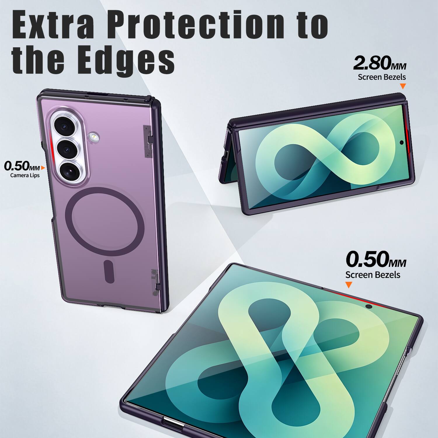 Extra Protection to the Edges  
2.80MM Screen Bezels  
0.50MM Camera Lips  
0.50MM Screen Bezels