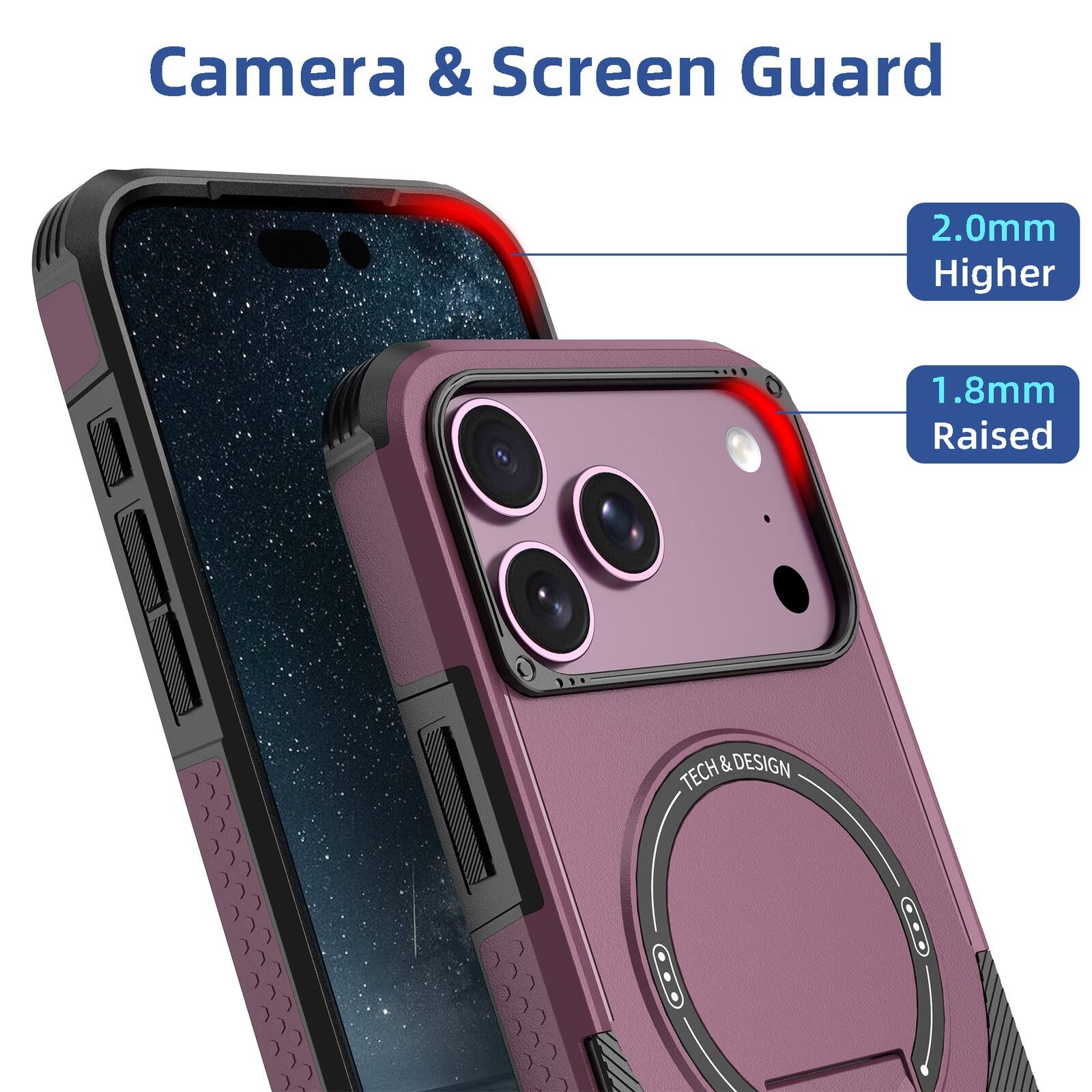 Camera & Screen Guard

2.0mm Higher

1.8mm Raised

TECH & DESIGN