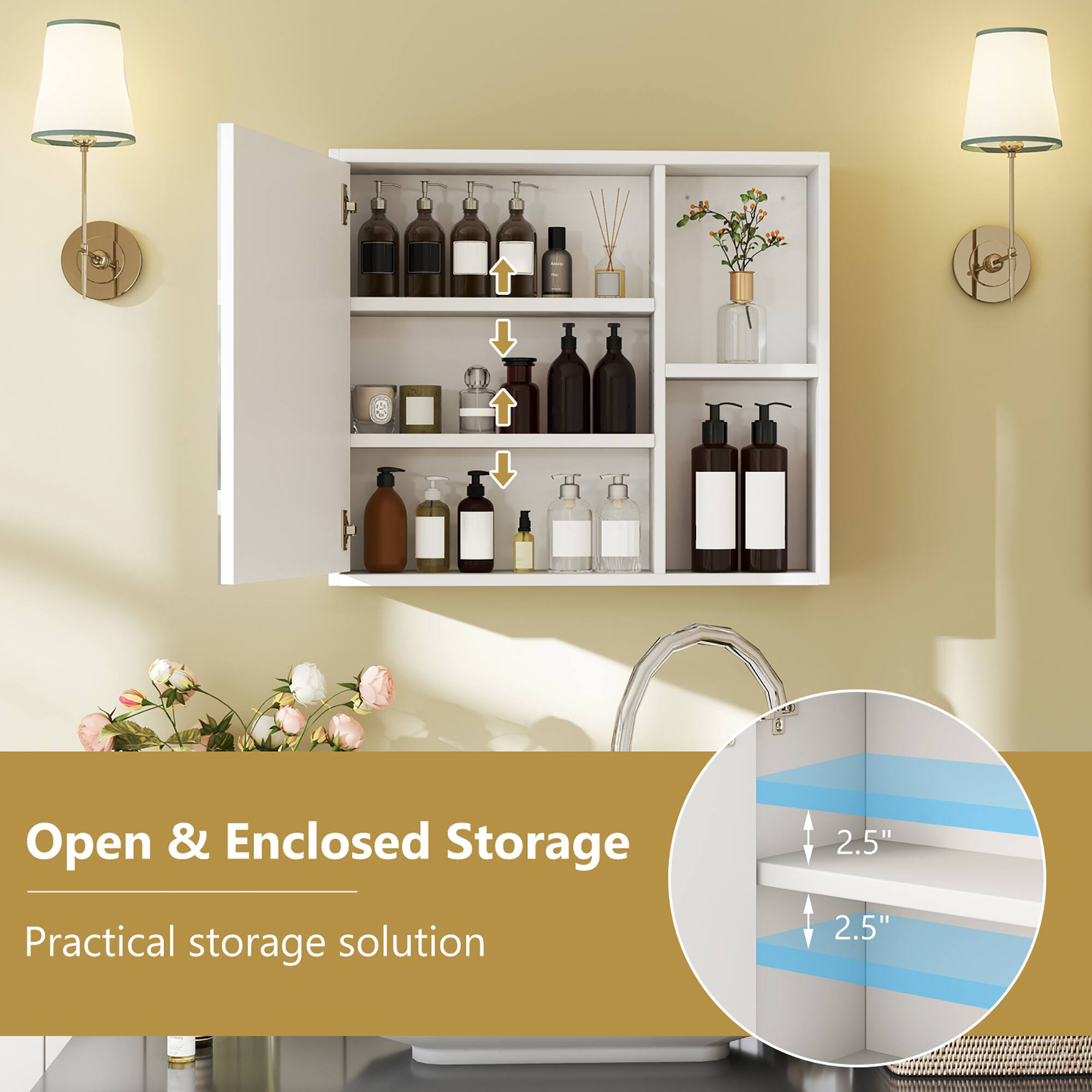 Open & Enclosed Storage  
Practical storage solution  

2.5"  
2.5"