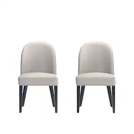 Manhattan Comfort - Hillman Modern Wood Upholstered Dining Chair - Set of 2 - Light Gray