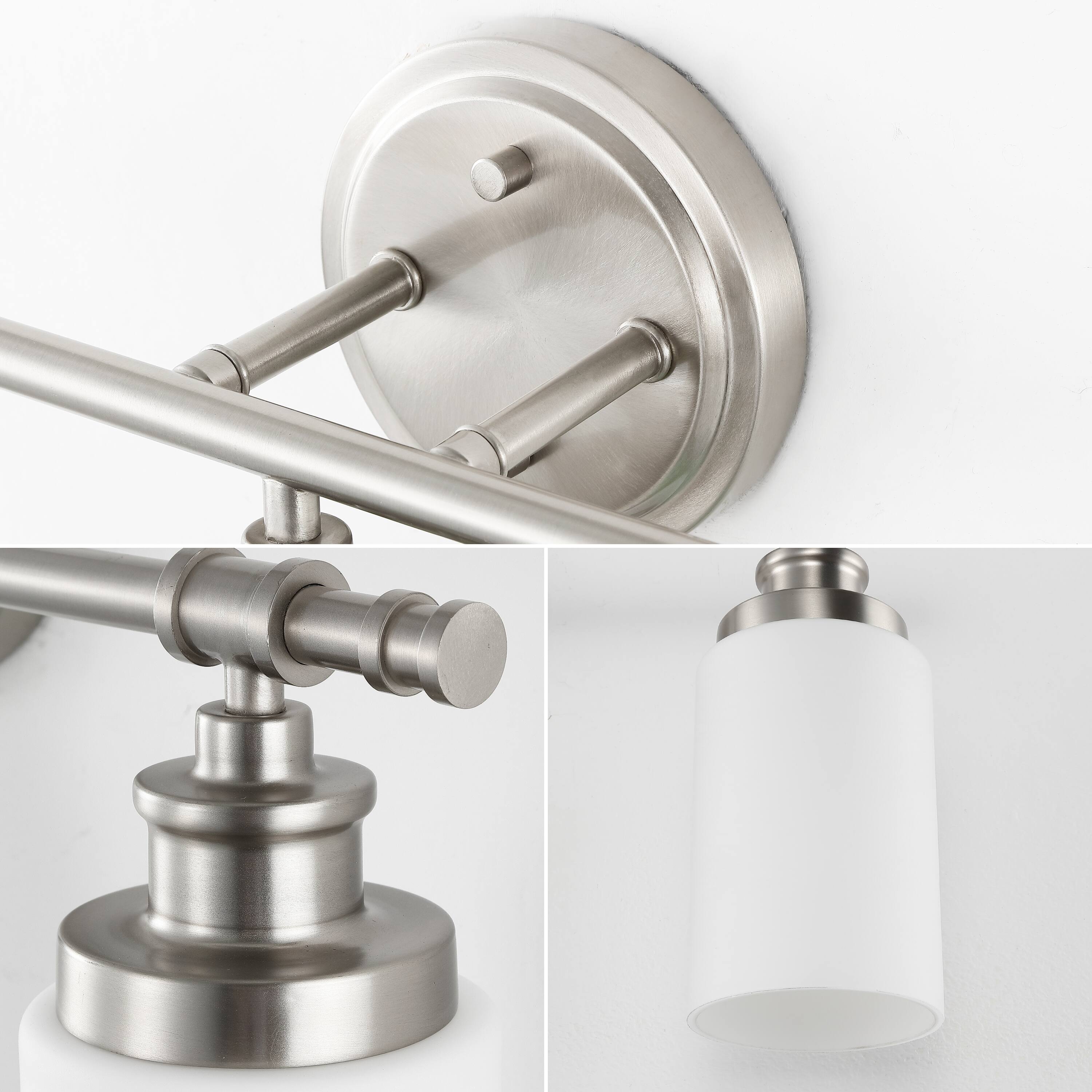 Alt View 4. Jonathan Y - Egan 23.25" 3-Light Vanity Light with Frosted Glass Shades and Bathroom Hardware Accessory Set, Brushed Nickel (5-Piece) - Brushed Nickel.