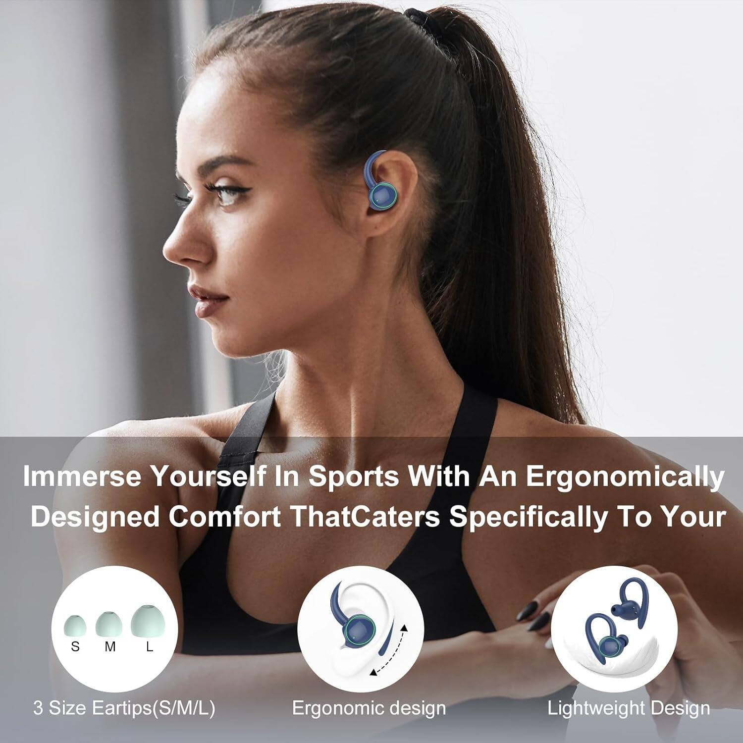 Immerse Yourself In Sports With An Ergonomically Designed Comfort That Caters Specifically To Your S M L 3 Size Eartips(S/M/L) Ergonomic design Lightweight Design