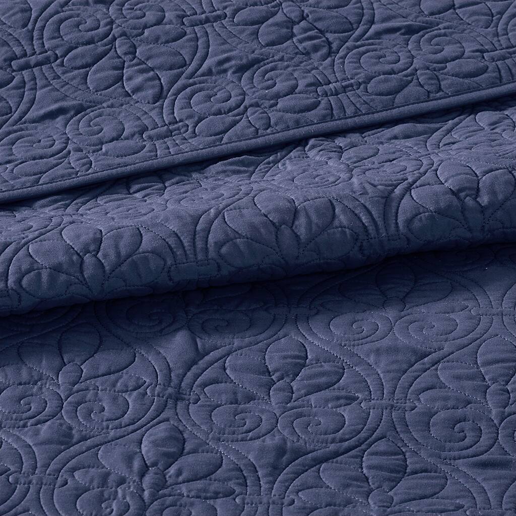Alt View 5. Gracie Mills - Gracie Mills Sandy Reversible Bedspread Set with Classic Stitch Pattern - Navy.