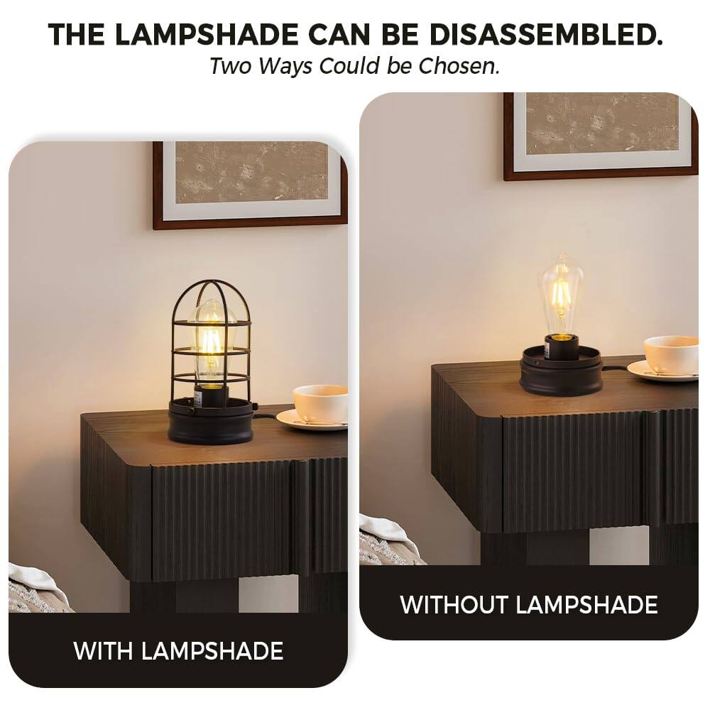 THE LAMPSHADE CAN BE DISASSEMBLED.  
Two Ways Could be Chosen.  

WITH LAMPSHADE  
WITHOUT LAMPSHADE